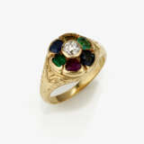Historischer '' Regard'' Ring verziert mit Diamant, Saphiren, Rubin und Smaragde - England, um 1830/40 - Foto 1