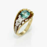 Ring mit blaugrünem Turmalin und Diamanten - Deutschland, 1950er Jahre - Foto 1