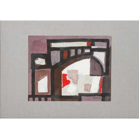 REICHLE, PAUL (1900-1981), "Abstrakte Komposition mit Textcollage", - Foto 1