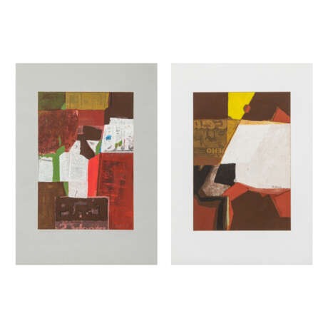 REICHLE, PAUL (1900-1981), 2 Abstrakte Kompositionen mit Textcollagen, - photo 1