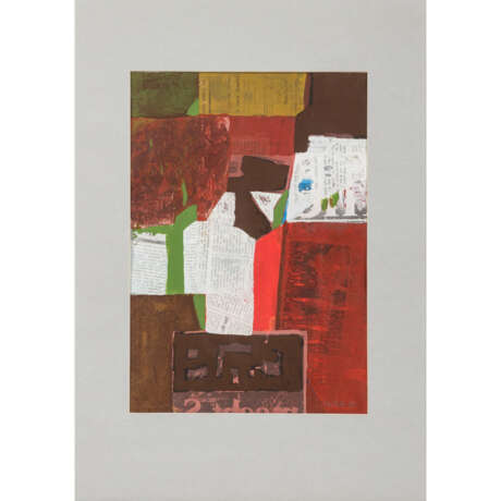 REICHLE, PAUL (1900-1981), 2 Abstrakte Kompositionen mit Textcollagen, - photo 2