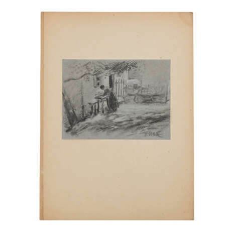 UHDE, FRITZ von (1848-1911), "Frau am Gartentisch vor dem Haus", - photo 1