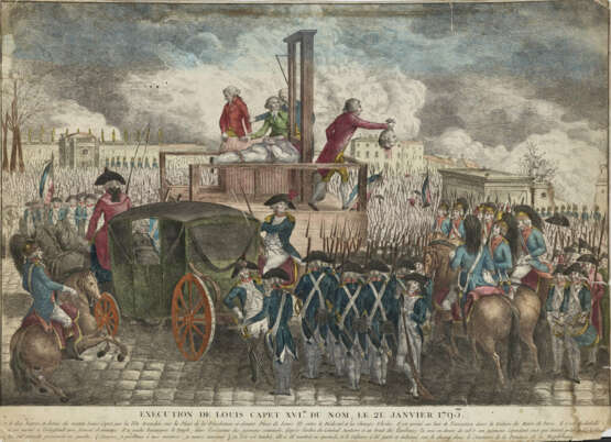 Frankreich 1793 (?) - 'Execution de Louis Capet XVIme du nom, le 21. Janvier 1793'' Hinrichtung von König Louis XVI auf der Place de la Révolution am 21. Januar 1793. - фото 1