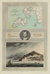 Robert Bowyer - Porträt Napoleon Bonapartes - Karte der Insel Elba und Blick auf Porto Ferrajo