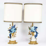 Paar Tischlampen mit Porzellanvögel - photo 1
