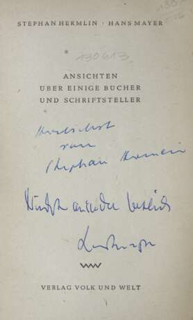Hermlin, S. (d.i. R.Leder) u. H.Mayer. - Foto 1