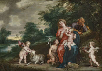 Die Heilige Familie mit dem Johannesknaben und Engeln