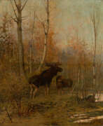 Evgeniï Aleksandrovitch Tikhmenev. Two Elks in Woodlands