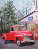 Оригинальная картина акрилом с автомобилем Шевроле 1300 пикап Оригинальная картина акрилом с автомобилем Шевроле 1300 пикап