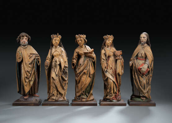 Bedeutende Spätgotische Gruppe von sechs Aposteln und drei weiblichen Heiligen - фото 2