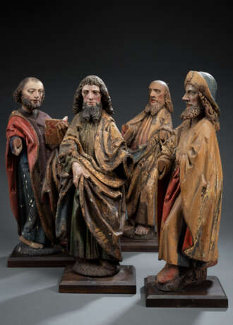 Bedeutende Spätgotische Gruppe von sechs Aposteln und drei weiblichen Heiligen - photo 5
