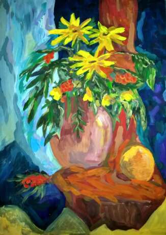 Painting “Still life Vase of flowers”, Paper, Gouache, Contemporary art, Flower still life, Byelorussia, 2021 - photo 1
