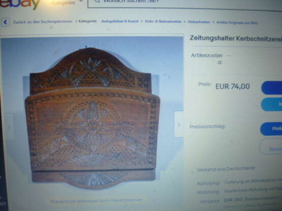 Schweiz Kerbschnitzerei für Zeitungen Kerbschnitzerei Schweizer Meister Nussbaum dunkel Historismus 1880 Schweiz 1880 - Foto 9