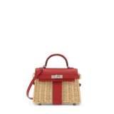 A LIMITED EDITION ROUGE DE COEUR SWIFT LEATHER & OSIER MINI PICNIC KELLY WITH PALLADIUM HARDWARE - photo 1