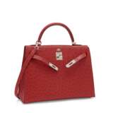 A ROUGE VIF OSTRICH SELLIER KELLY 32 WITH PALLADIUM HARDWARE - photo 2