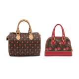A SET OF TWO: A SPRING/SUMMER 2005 MONOGRAM CERISES CANVAS & SHINY RED LIZARD BAG WITH GOLD HARDWARE AND A MONOGRAM CERISES MINI SPEEDY WITH GOLD HARDWARE - photo 3