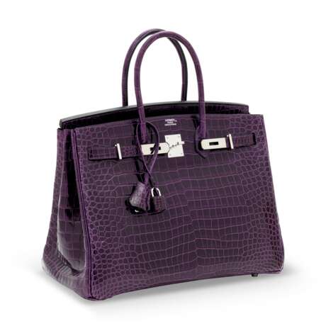 A SHINY AMÉTHYSTE POROSUS CROCODILE BIRKIN 35 WITH GOLD HARDWARE - photo 2