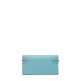 A BLEU ATOLL EPSOM LEATHER KELLY WALLET WITH PALLADIUM HARDWARE - фото 3