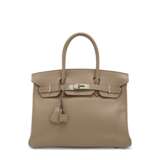 AN ARGILE SWIFT LEATHER BIRKIN 30 WITH PALLADIUM HARDWARE - фото 1