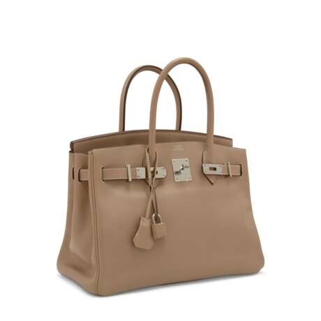 AN ARGILE SWIFT LEATHER BIRKIN 30 WITH PALLADIUM HARDWARE - фото 2