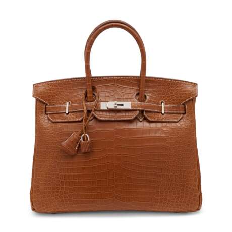 A MATTE FAUVE BARENIA POROSUS CROCODILE BIRKIN 35 WITH PALLADIUM HARDWARE - photo 1