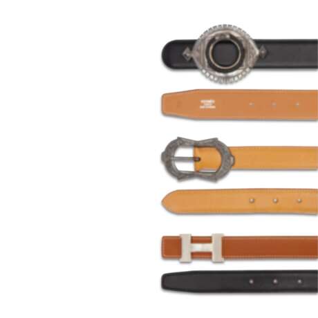 A SET OF THREE: TWO STERLING SILVER TOUAREG BELTS & ONE H REVERSIBLE LEATHER BELT - фото 2