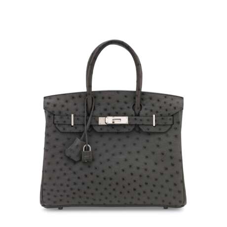 A GRAPHITE OSTRICH BIRKIN 30 WITH PALLADIUM HARDWARE - photo 1