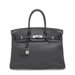 AN ARDOISE SWIFT LEATHER BIRKIN 35 WITH PALLADIUM HARDWARE