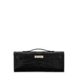 A SHINY BLACK KELLY CUT CLUTCH WITH PALLADIUM HARDWARE - Foto 1