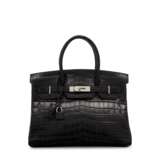 A MATTE BLACK NILOTICUS CROCODILE BIRKIN 30 WITH BRUSHED PALLADIUM HARDWARE - photo 1