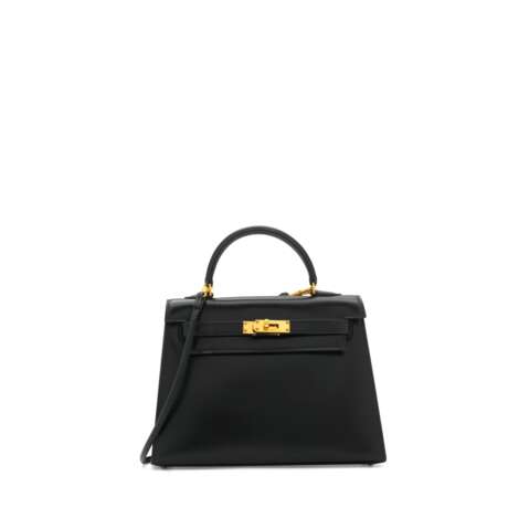 A BLACK CALF BOX LEATHER MICRO MINI KELLY 15 WITH GOLD HARDWARE - фото 1