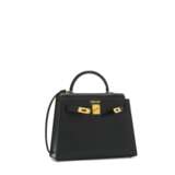 A BLACK CALF BOX LEATHER MICRO MINI KELLY 15 WITH GOLD HARDWARE - фото 5