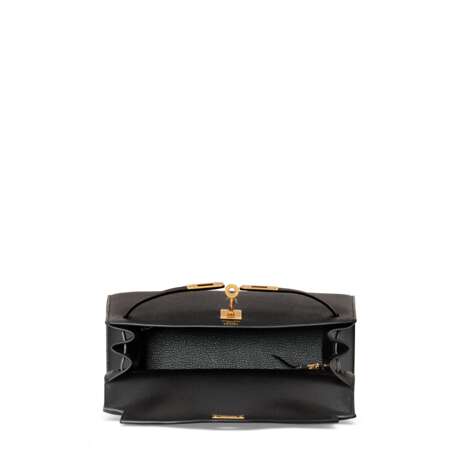 A BLACK EPSOM LEATHER SELLIER KELLY 25 WITH GOLD HARDWARE - Foto 5