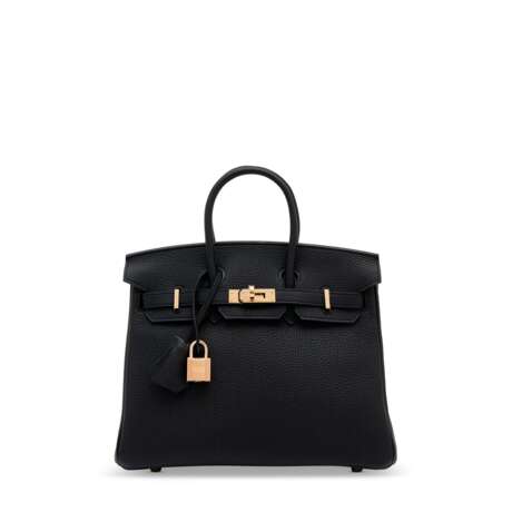 A BLACK TOGO LEATHER BIRKIN 25 WITH ROSE GOLD HARDWARE - Foto 1