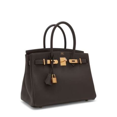 AN ÉBÈNE TOGO LEATHER BIRKIN 30 WITH GOLD HARDWARE - фото 2