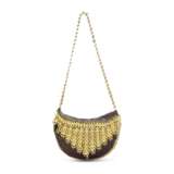 A DARK RED SNAKESKIN & GOLD METAL DISC BAG - фото 1