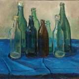 бутылки на синем Социалистический реализм Натюрморт 1988 г. - фото 1