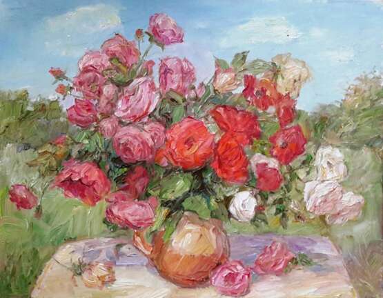 Peinture «Des roses», Toile, Peinture à l'huile, Réalisme, Nature morte aux fleurs, Russie, 2021 - photo 1