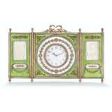A JEWELLED AND GUILLOCH&#201; ENAMEL SILVER-GILT TRIPTYCH CLOCK AND FRAME - фото 1