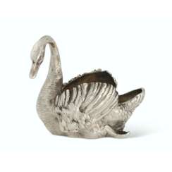 A SILVER SALT IN THE FORM OF A SWAN