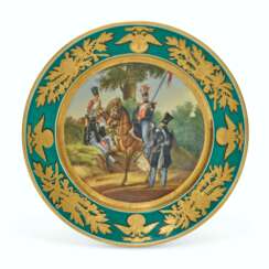 A PORCELAIN MILITARY PLATE