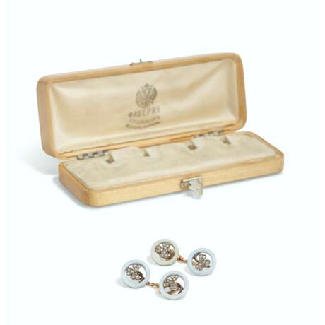 A PAIR OF JEWELLED AND ENAMEL GOLD CUFFLINKS - photo 1