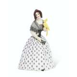 A RARE SOVIET PORCELAIN FIGURE OF A LADY WITH A PARROT (COCKATOO) - фото 1