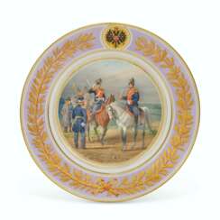 A PORCELAIN MILITARY PLATE