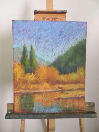 Autumn soft pastel pastel on cardboard Impressionnisme Peinture de paysage Géorgie 2021 - photo 2