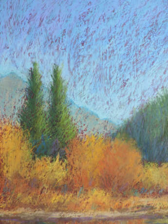 Autumn soft pastel pastel on cardboard Impressionism Landscape painting Georgia 2021 - photo 3