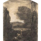 "Donne al fiume" | disegno a biacca e carboncino su carta (cm 44,5x33,5) | Siglato in basso a destra | In cornice - Foto 1