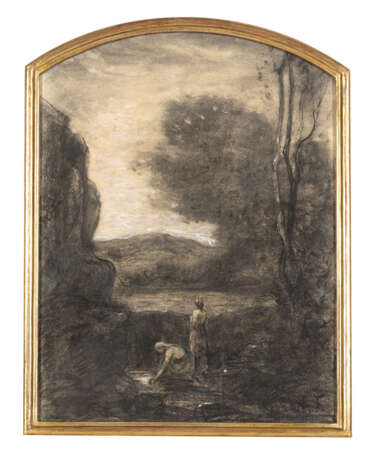 "Donne al fiume" | disegno a biacca e carboncino su carta (cm 44,5x33,5) | Siglato in basso a destra | In cornice - фото 2