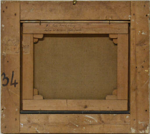 "Motivo del Valdarno presso Gaville" 1870 | olio su tela (cm 36x43,5) | Firmato e datato in basso a destra | Al retro: cartiglio con titolo | In cornice | (difetti) - фото 3
