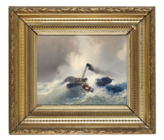 "Salvataggio in mare" | olio su cartone (cm 29,5x39,5) | Firmato al retro | In cornice | (difetti) - photo 2